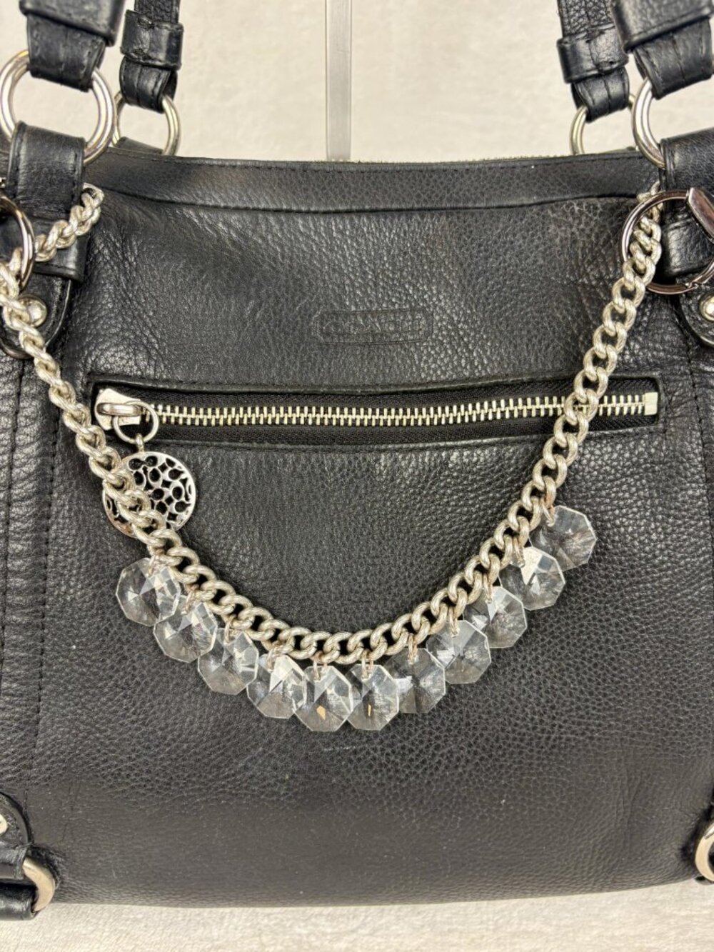 Coach Alexandra Bag in Black Pebble Leather with Chain - Picture 15 of 16